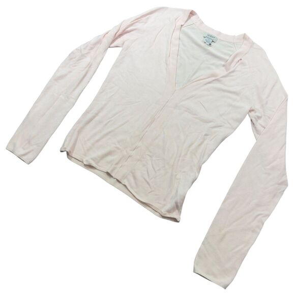 Guess Authentic Sweater Women's Large Pink Knit Cropped V-Neck Thermal Gorpcore - Picture 2 of 8